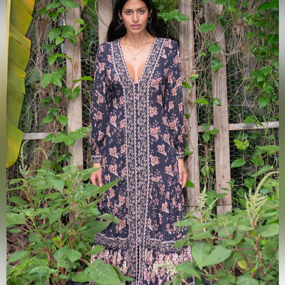 Z&L Europen coconino  Floral Long Sleeve Maxi Dress Size S